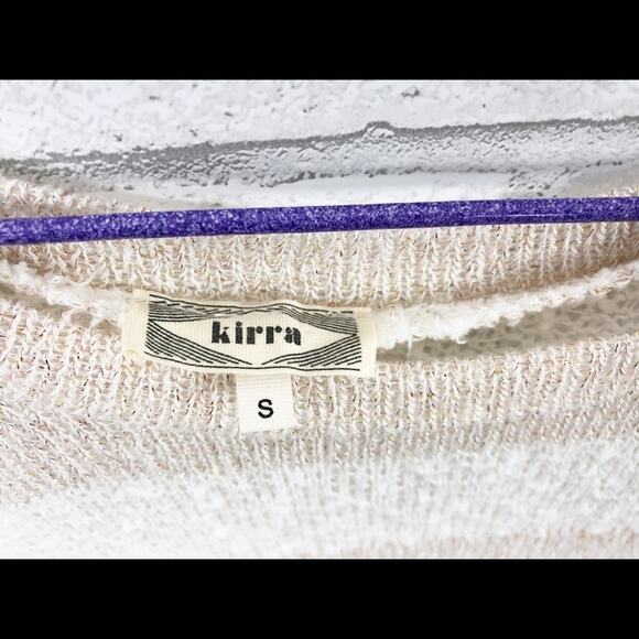 Kirra Striped Long Sleeve Scoop Neck Sheer Metallic Open Knit Sweater Size S/M - Picture 6 of 8